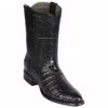 Los Altos Black Caiman Belly Roper Cowboy Boots