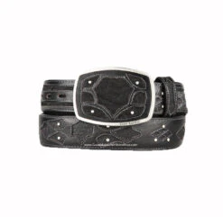 King Exotic Black Elephant Modern Western Leather Belt