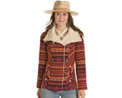 Powder River Ladies Serape Stripe Wool Coat
