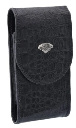 White Diamond Funda Cocodrilo Leather Cell Phone Case - Negro