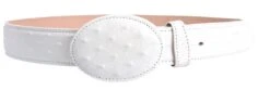 White Diamond Avestruz Imitation Leather Belt -Blanco