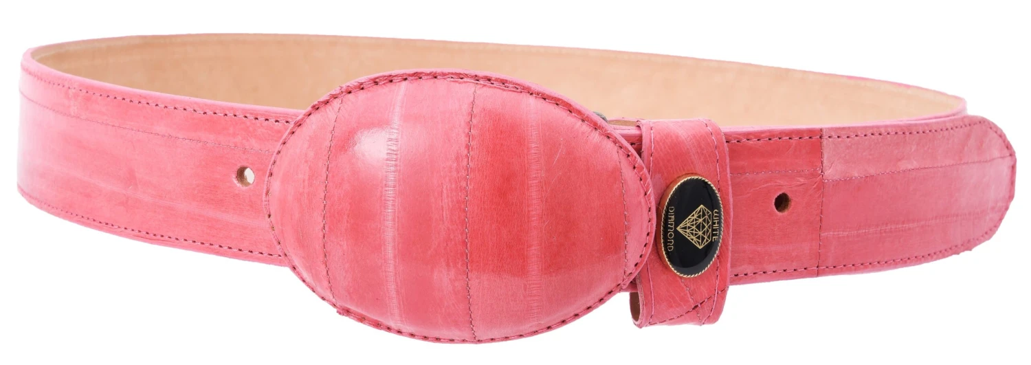 White Diamond Anguila Leather Belt - Rosa 1 White Diamond Anguila Leather Belt - Rosa