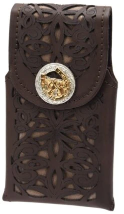 White Diamond Navajeada Leather Cell Phone Case - Cafe